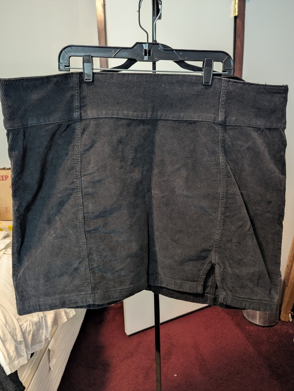 SO Black Corduroy Skort with Front Slit